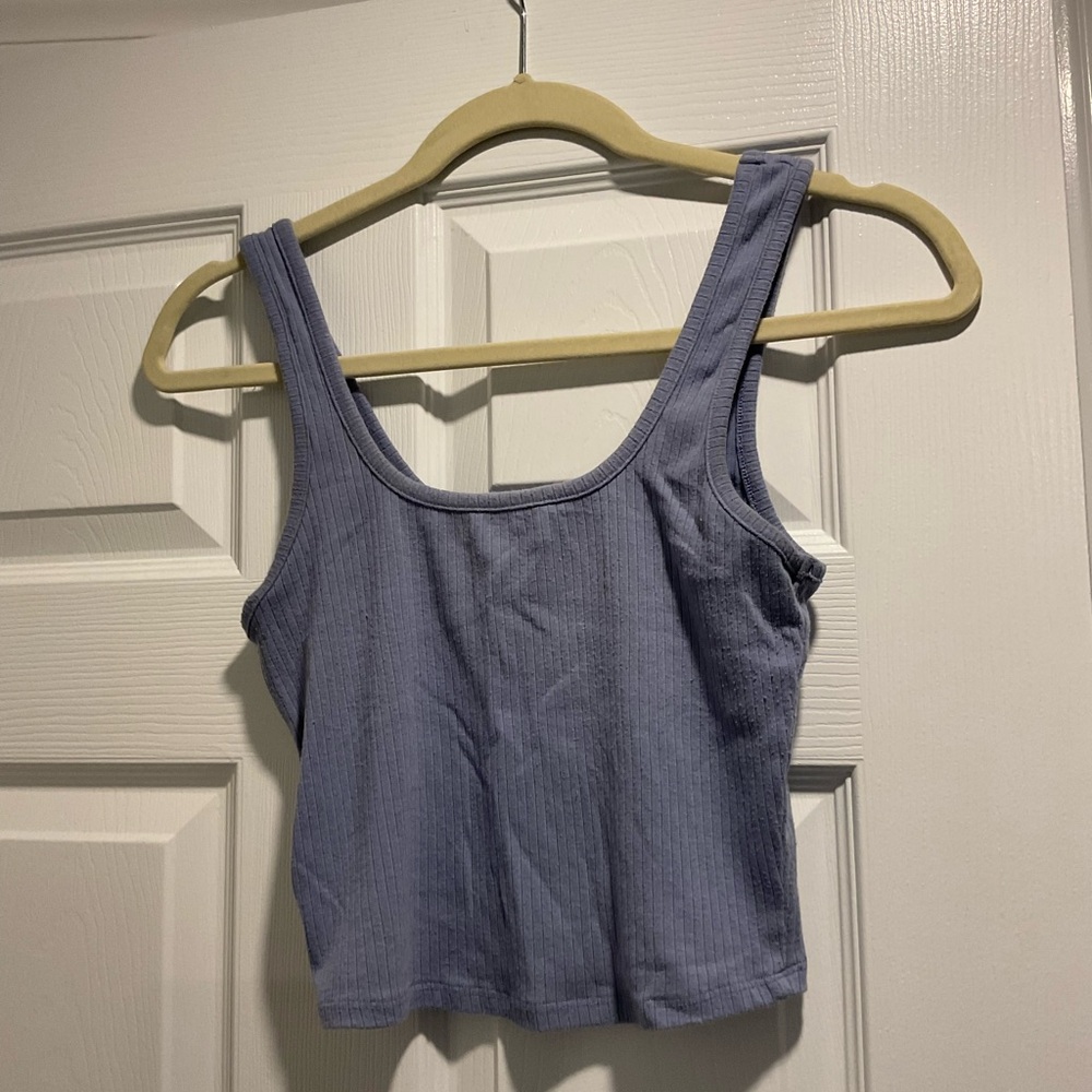 Women's Blue Ribbed Tank Top